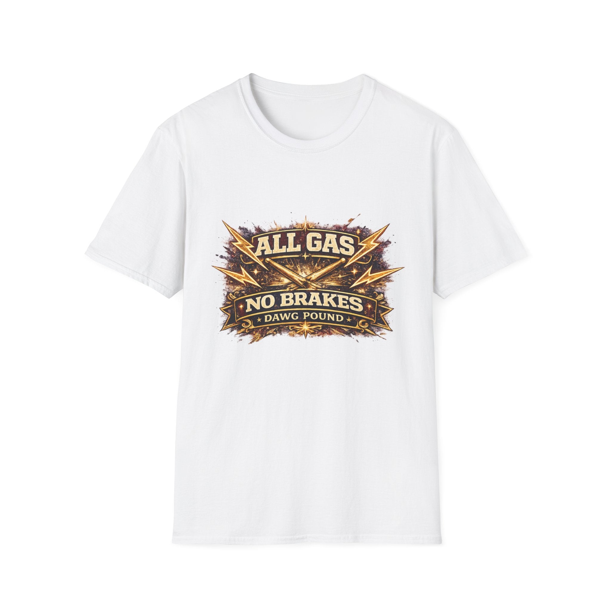All Gas No Brakes T-Shirt — Vintage Lightning Moto Racing Tee