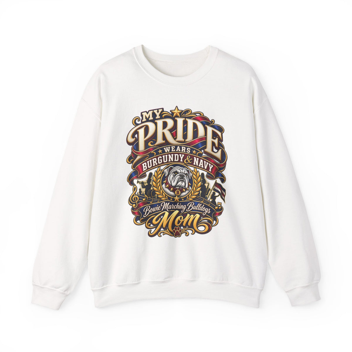 Bulldog Mom Pride Crewneck Sweatshirt – "My Pride Wears Burgundy & Navy"