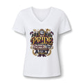 V-Neck Tee — “My Pride Marches in Burgundy & Navy” Aunt Military Family Shirt