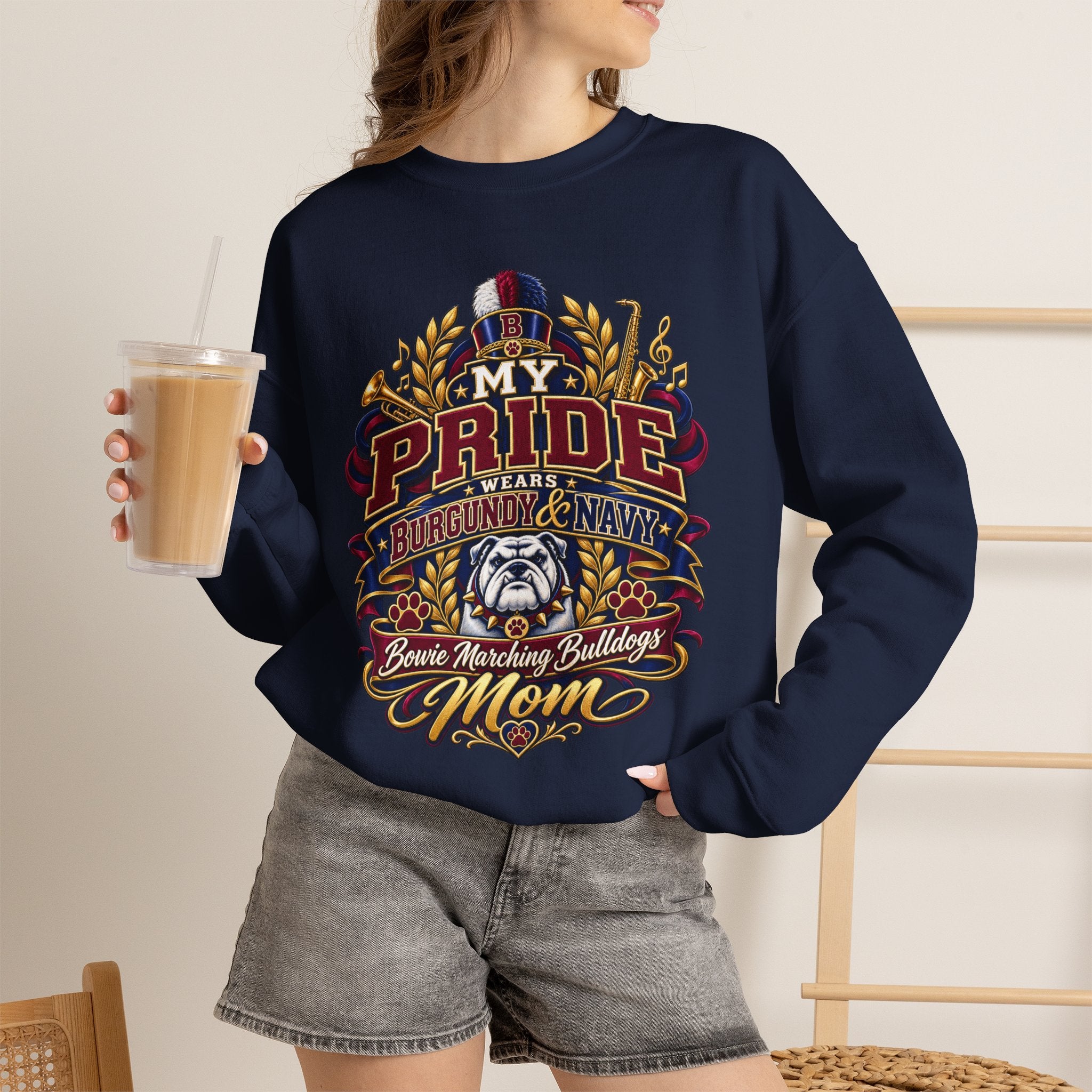 Mom Pride Sweatshirt — “My Pride” Bulldog Marching Band Mom Crewneck