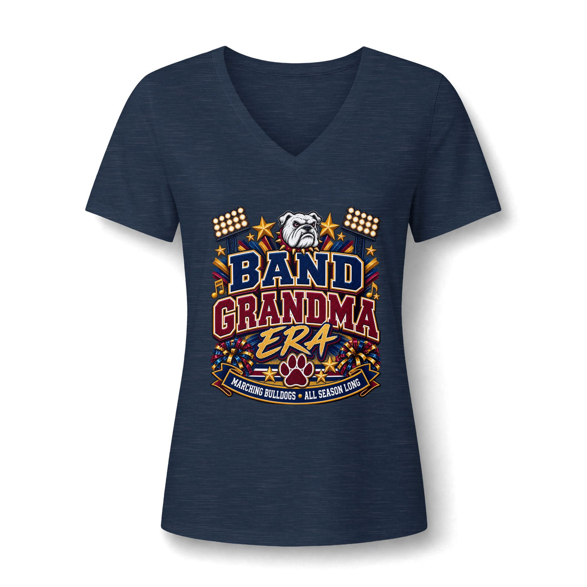 Band Grandma Era V-Neck Tee — Proud Marching Band Grandma Shirt