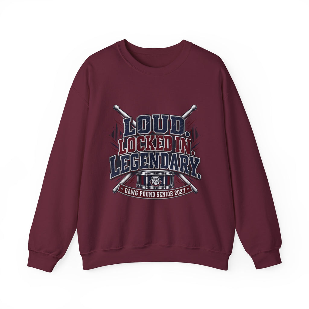 Crewneck Sweatshirt — "Loud Locked In Legendary" Vintage Baseball Senior 2027