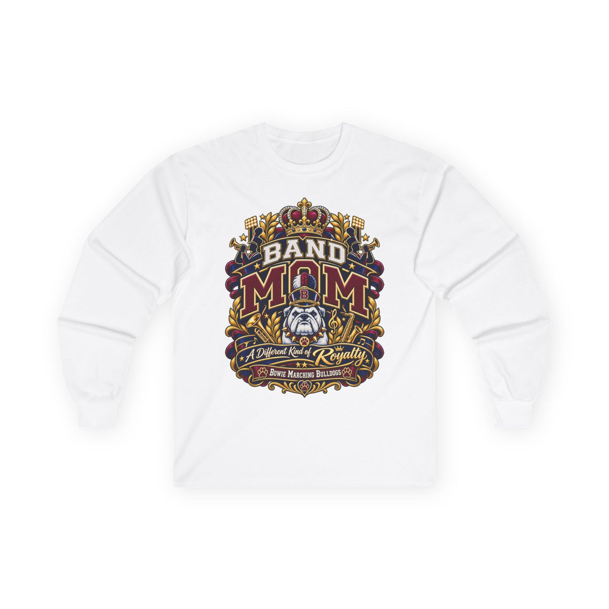 Band Mom Long Sleeve Tee — Proud Marching Band Mom Graphic Shirt