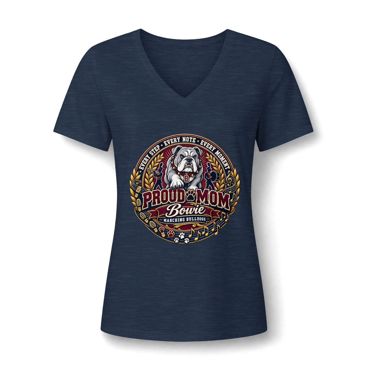Proud Mom Bulldog V-Neck Tee — Vintage Pet Rescue Mom Shirt