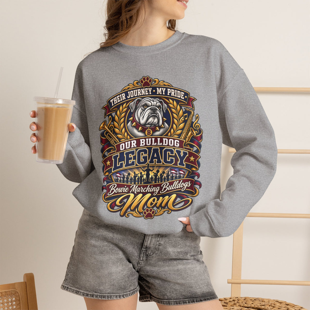 Bulldog Mom Crewneck Sweatshirt – "Our Bulldog Legacy" Retro Pride Design