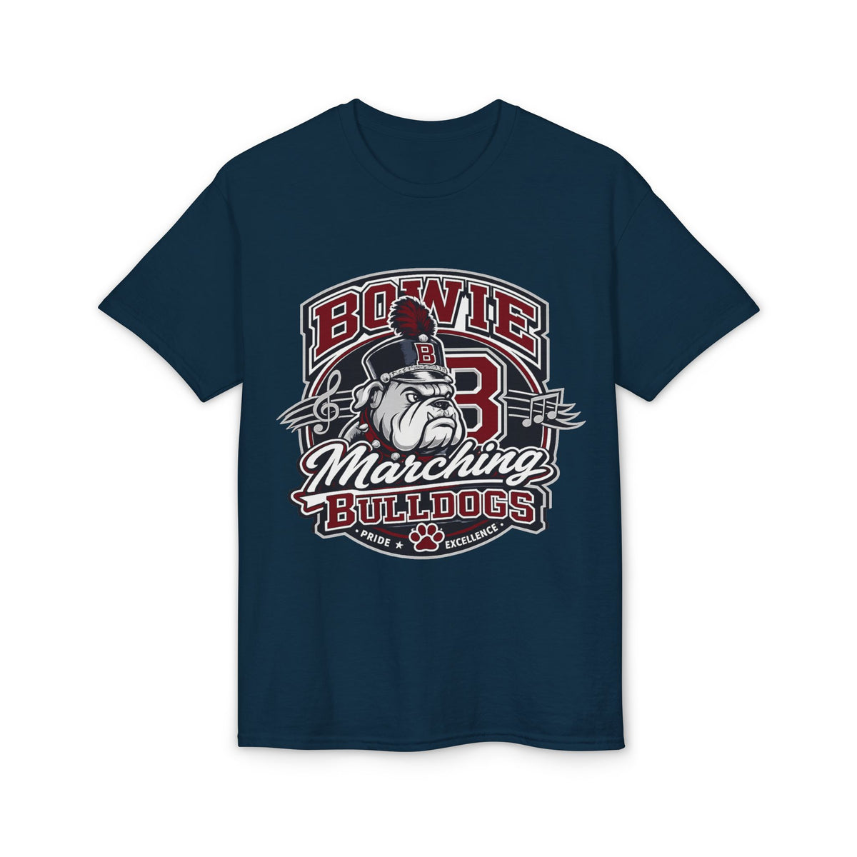 Bowie Bulldogs Marching Band T-Shirt — Mascot Bulldog Drum Major Design