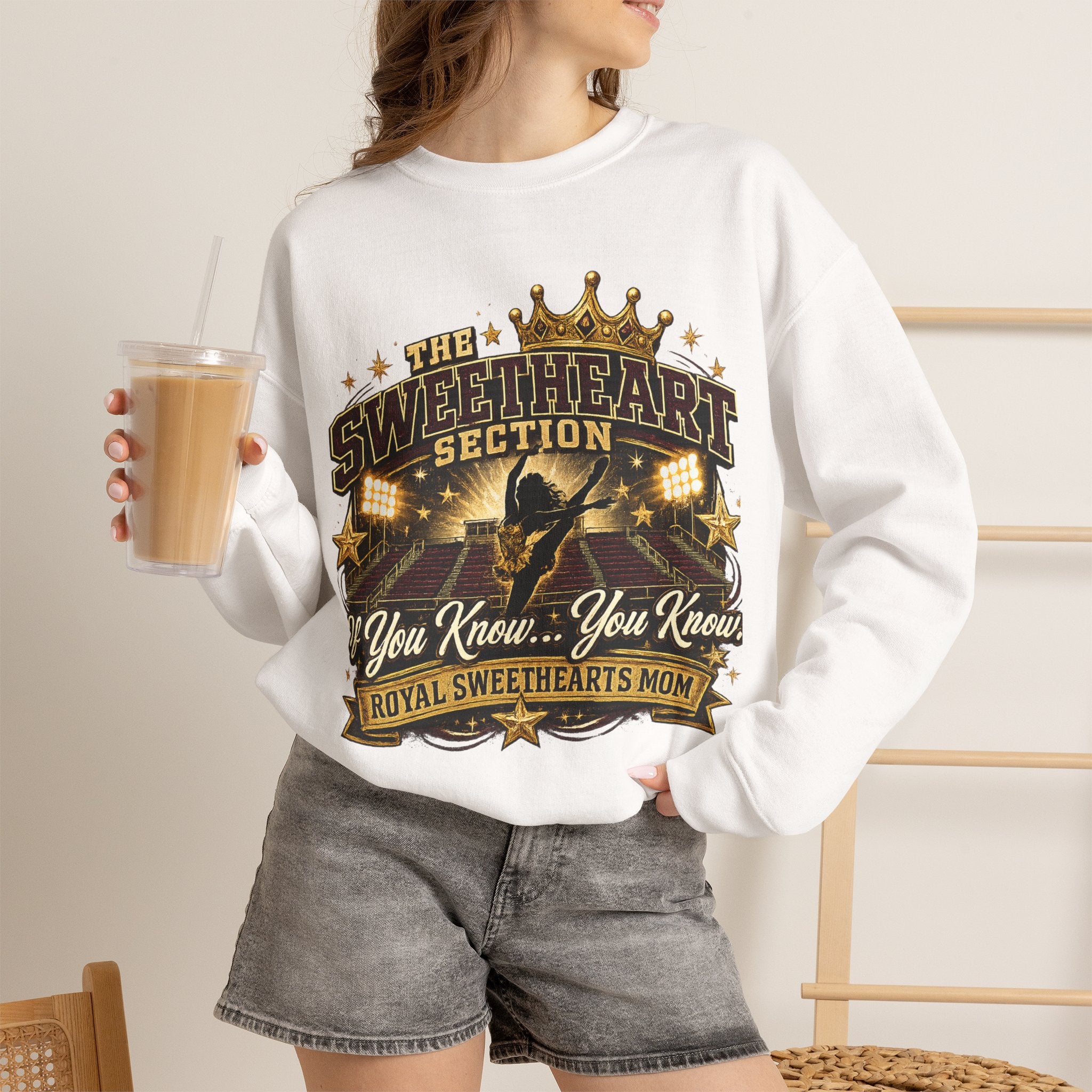 Royal Sweethearts Mom Sweatshirt – “The Sweetheart Section” Vintage Cheer Mom Crewneck