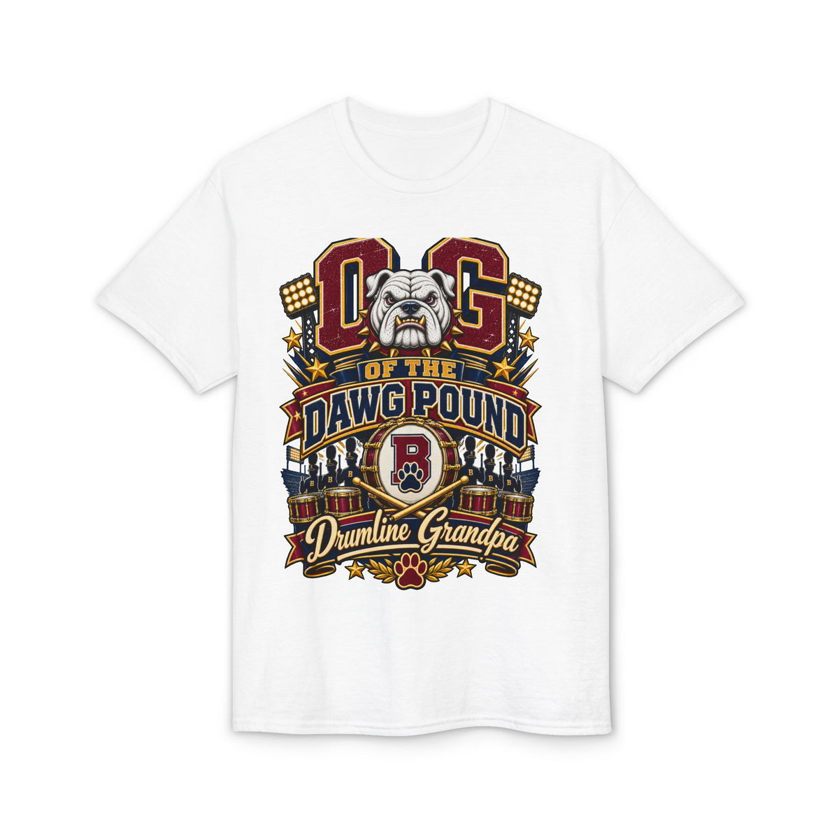 Dog of the Dawg Pound T-Shirt — Drumline Grandpa Bulldog Football Tee