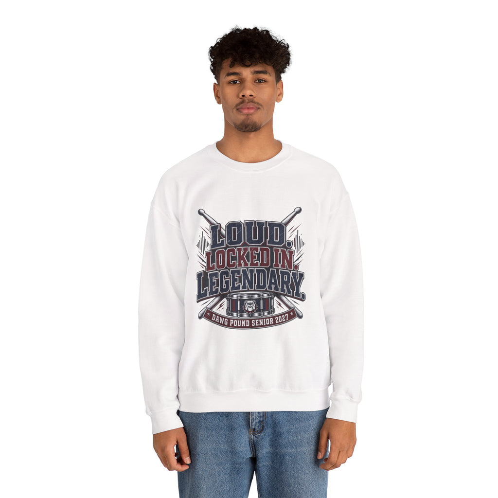 Crewneck Sweatshirt — "Loud Locked In Legendary" Vintage Baseball Senior 2027