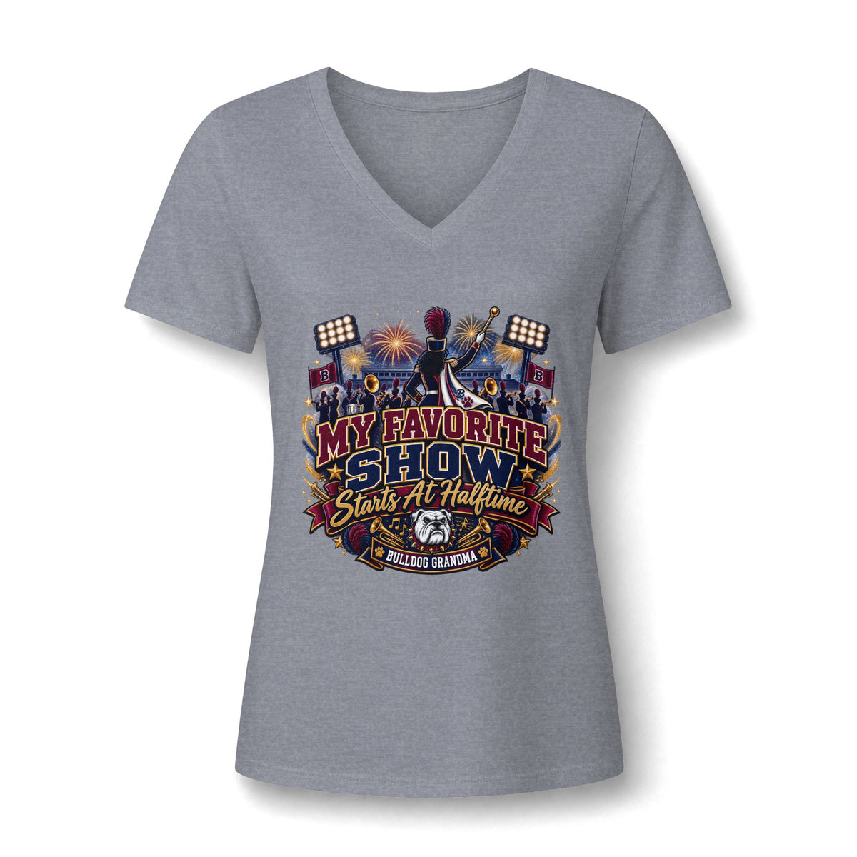 Women's 'My Favorite Show Starts at Halftime' V-Neck Tee — Football Halftime Show Fan Shirt