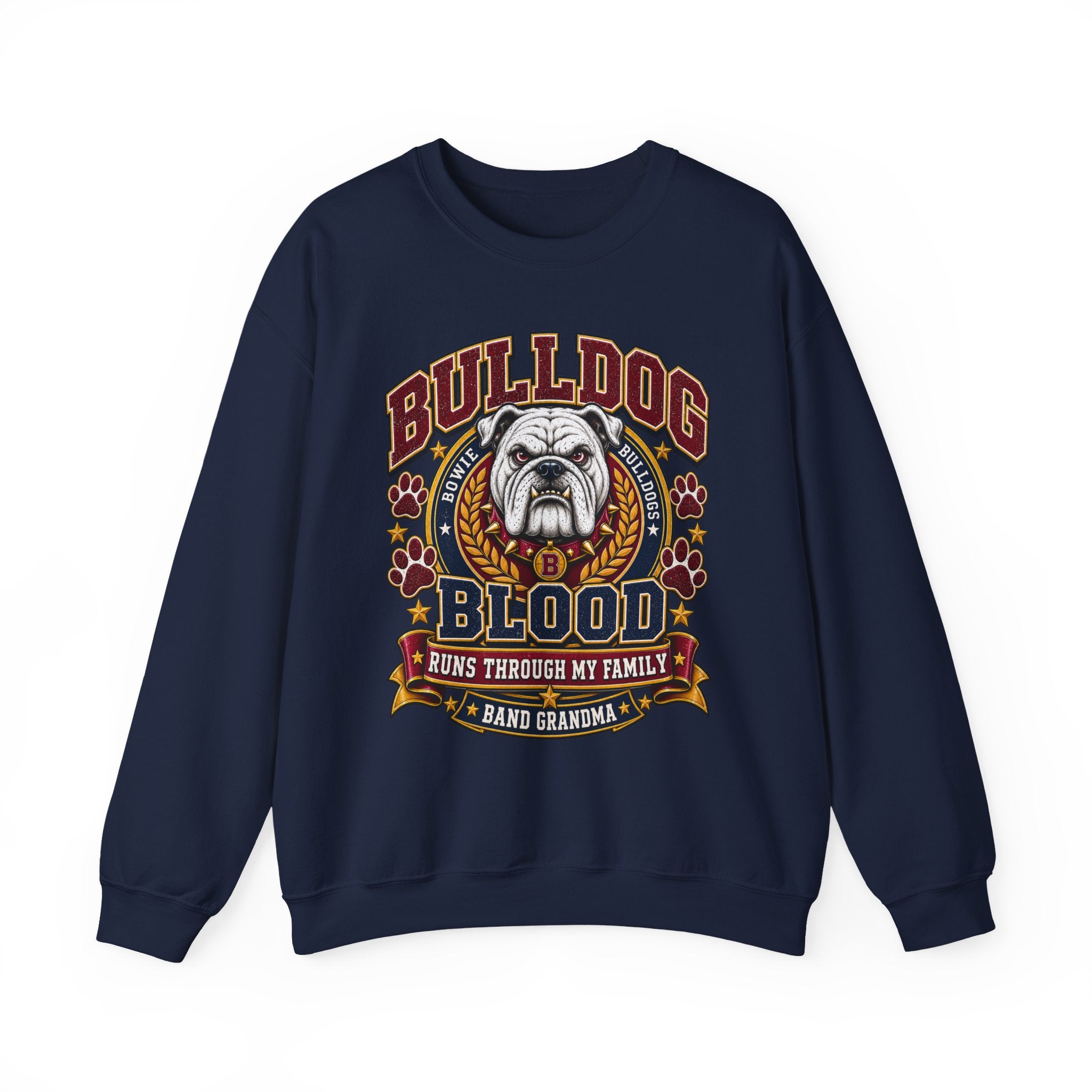 Bulldog Blood Crewneck Sweatshirt — Band Grandma Vintage Mascot Graphic