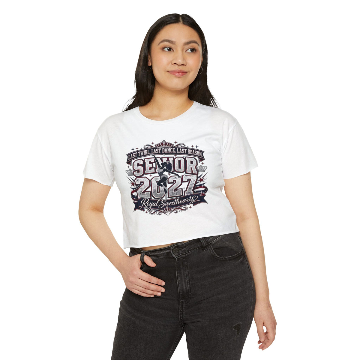 Senior 2027 Royal Sweetheart Crop Top — Twirl, Dance, Last Season Keepsake