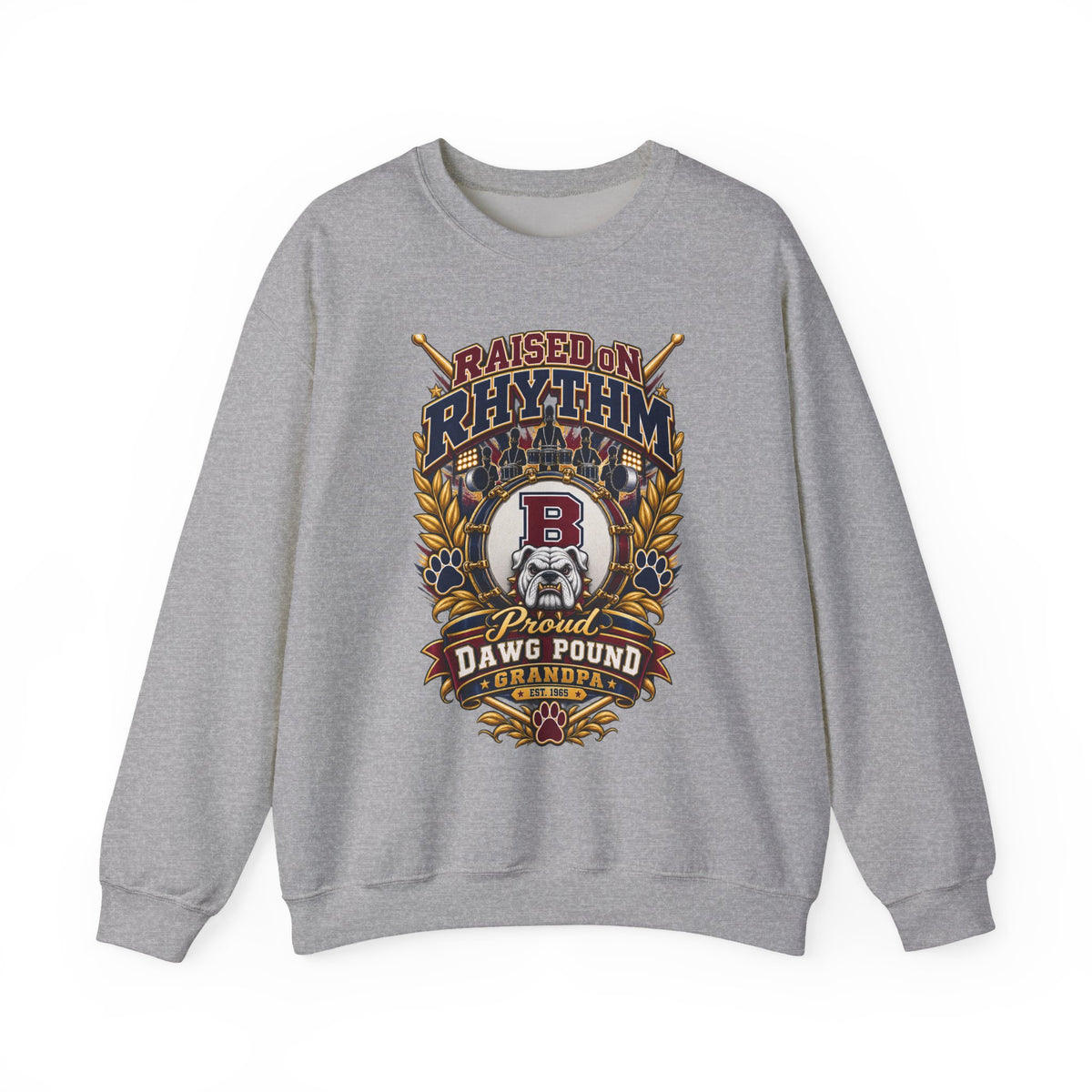 Raised on Rhythm Dawg Pound Sweatshirt – Proud Grandpa Bulldogs Crewneck