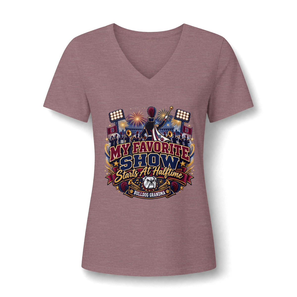 Women's 'My Favorite Show Starts at Halftime' V-Neck Tee — Football Halftime Show Fan Shirt
