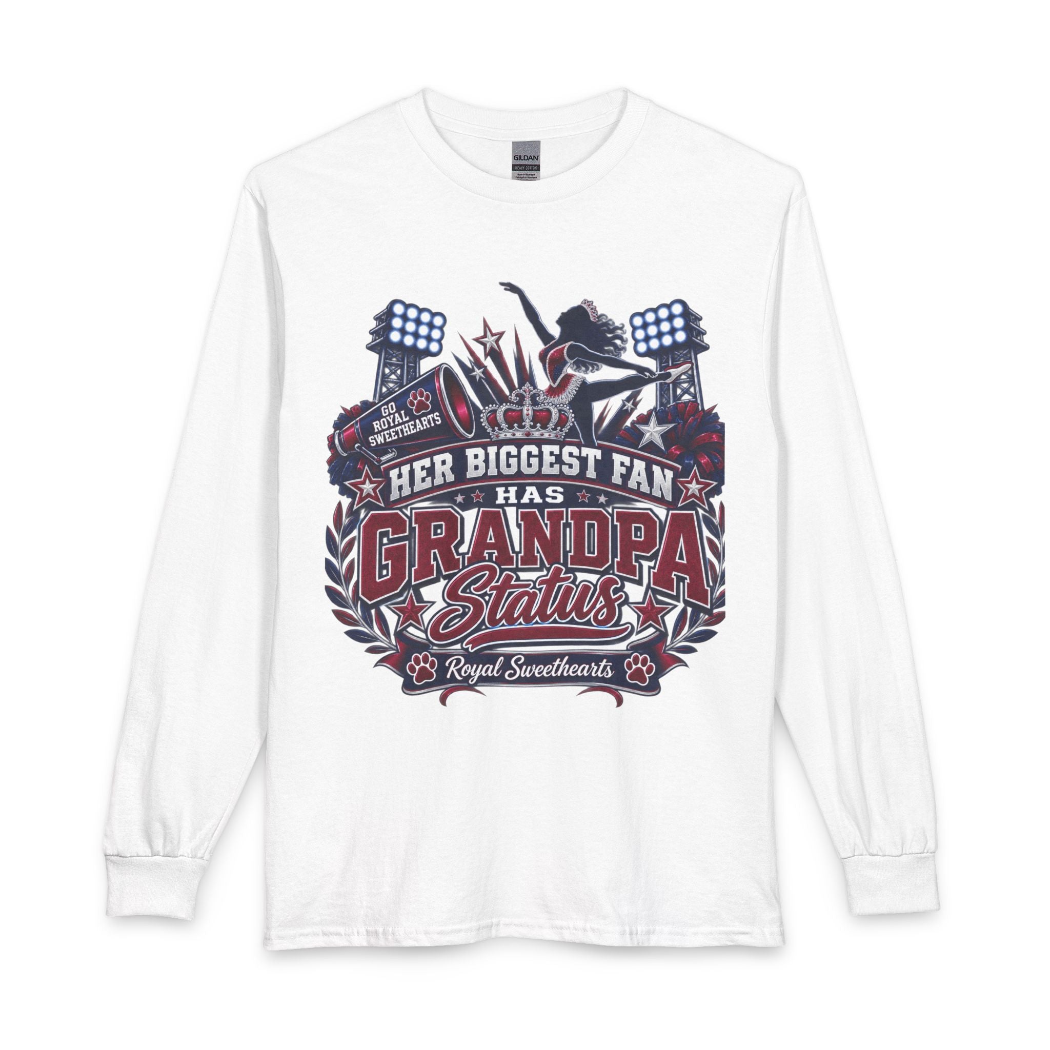 Grandpa Status Long Sleeve T-Shirt — "Her Biggest Fan Has Grandpa Status" Sports Fan Tee