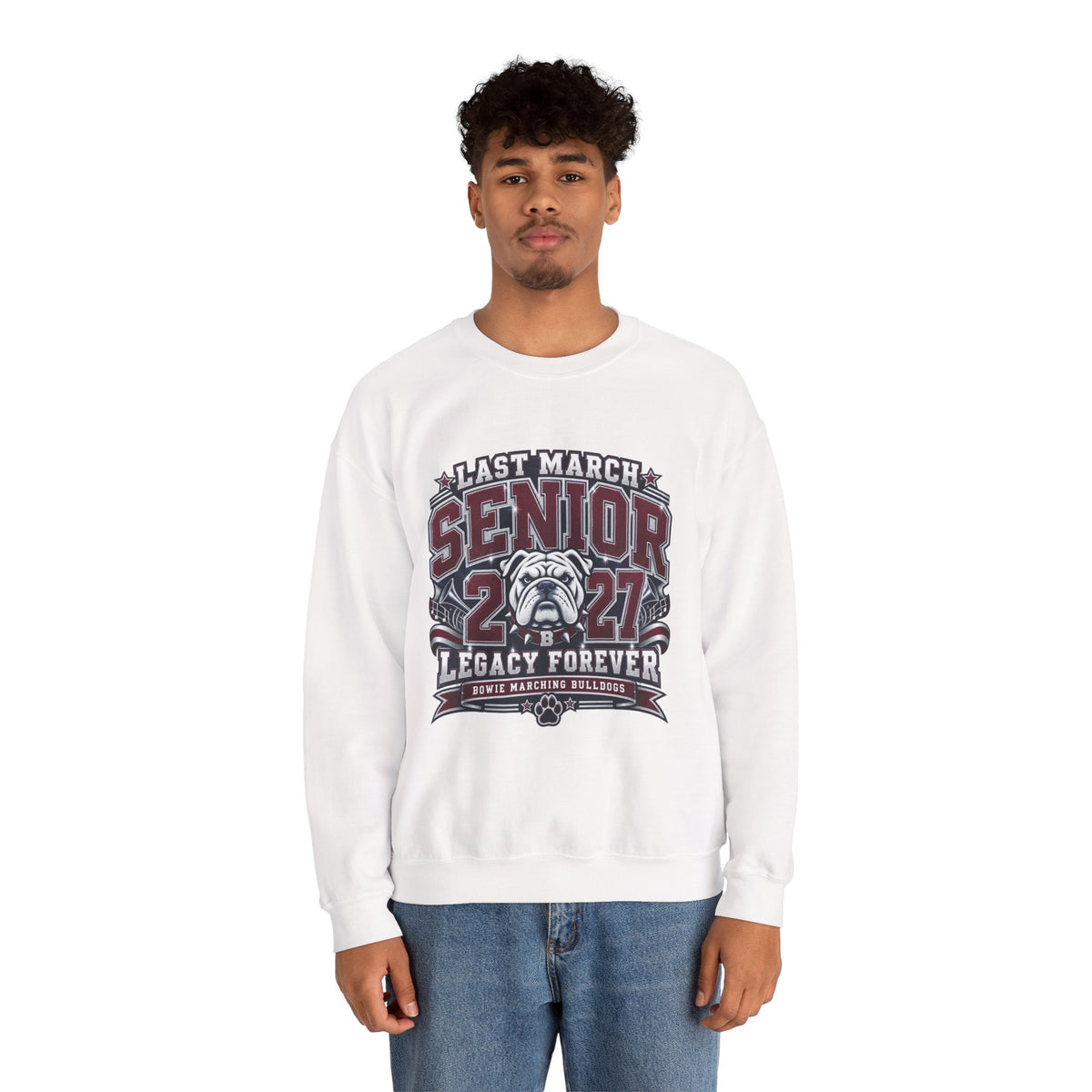 Senior 2027 Crewneck Sweatshirt – "Last March" Bulldog Legacy Forever