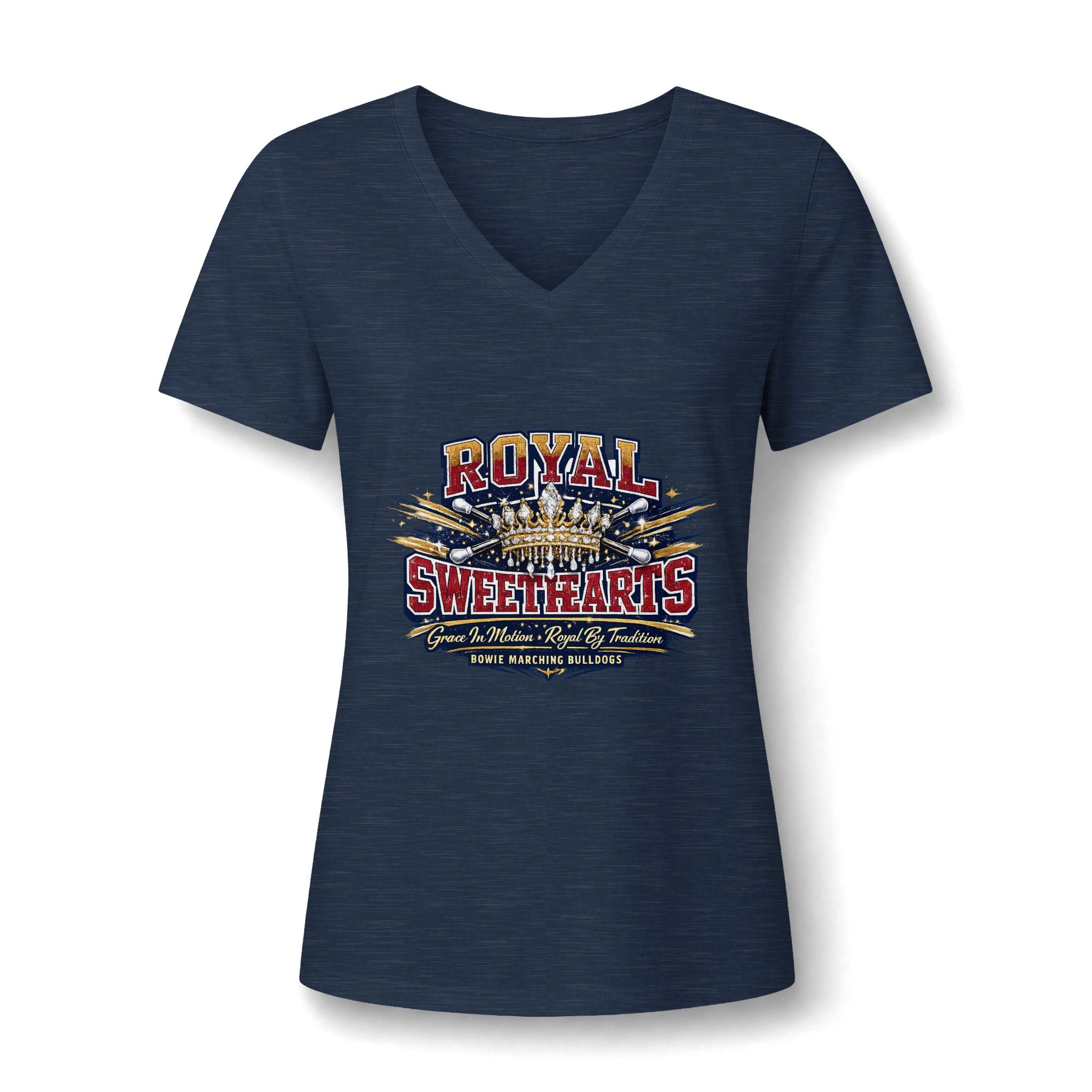 Royal Sweethearts Women's V-Neck Tee — Vintage Motorcycle Rally Graphic