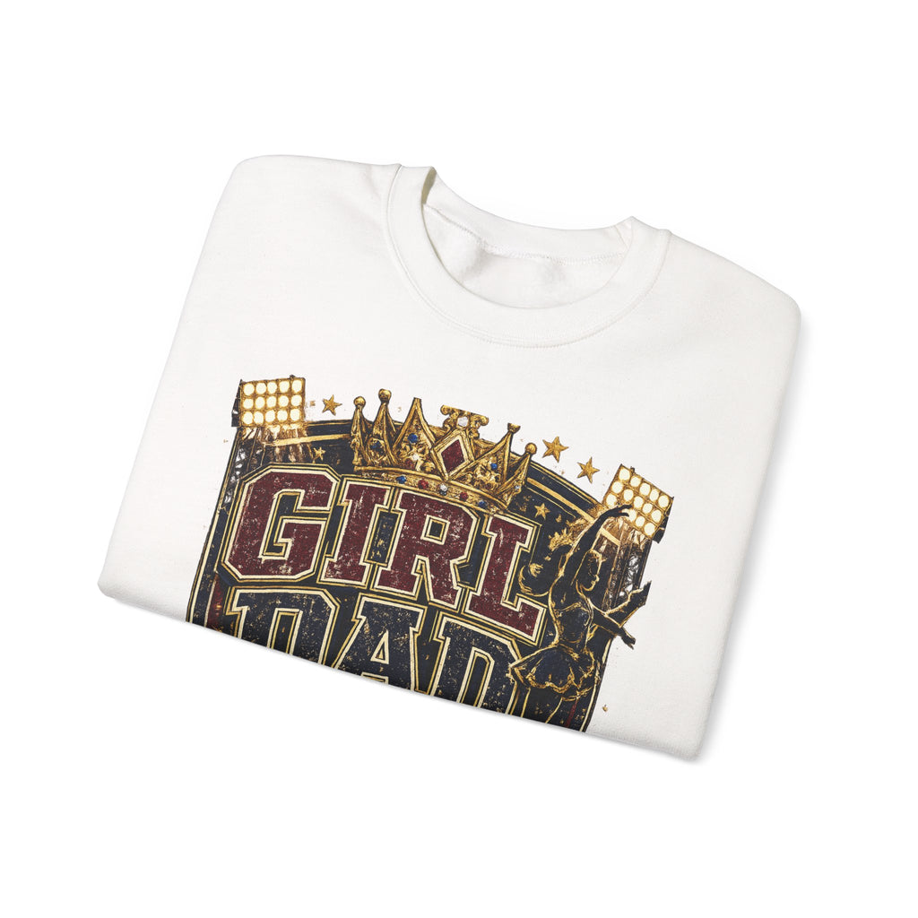 Girl Dad Crewneck Sweatshirt — 'Girl Dad: Royal Sweethearts, Built for Halftime' Vintage Football Design