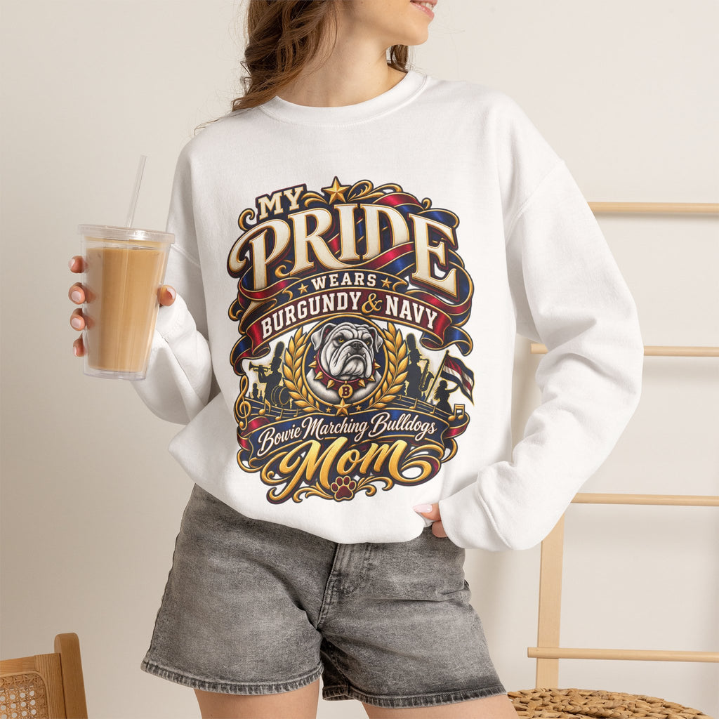 Bulldog Mom Pride Crewneck Sweatshirt – "My Pride Wears Burgundy & Navy"