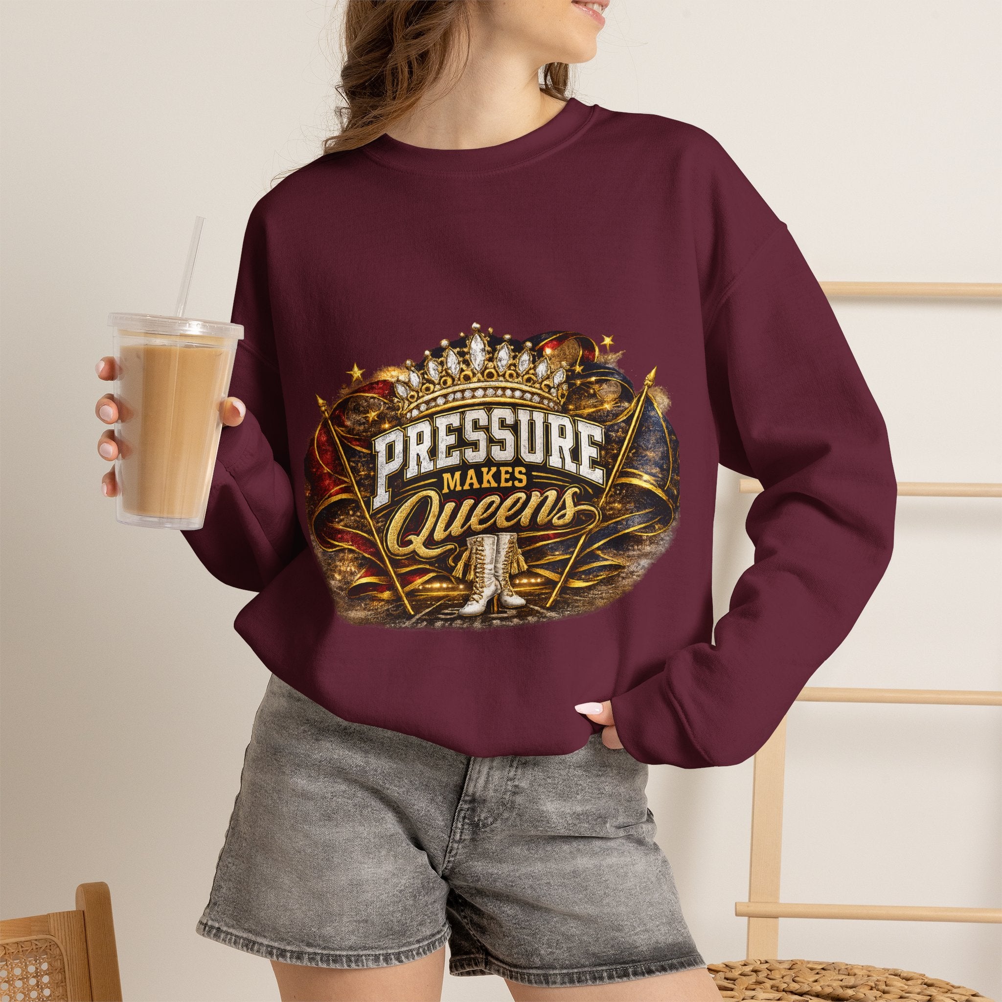 Pressure Makes Queens Sweatshirt — Empowering Motivational Crewneck