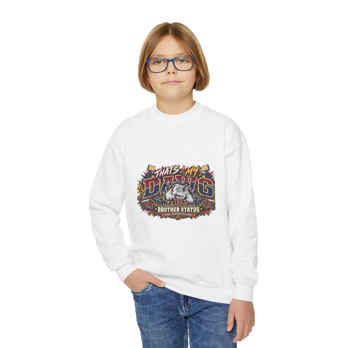 Youth Crewneck Sweatshirt – "That's My Dawg" Retro Graphic Pullover
