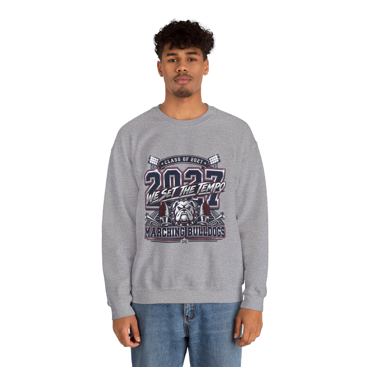 Crewneck Sweatshirt — "Class of 2027 We Set the Tempo" Marching Bulldogs