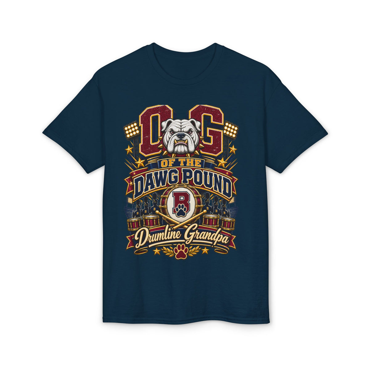 Dog of the Dawg Pound T-Shirt — Drumline Grandpa Bulldog Football Tee