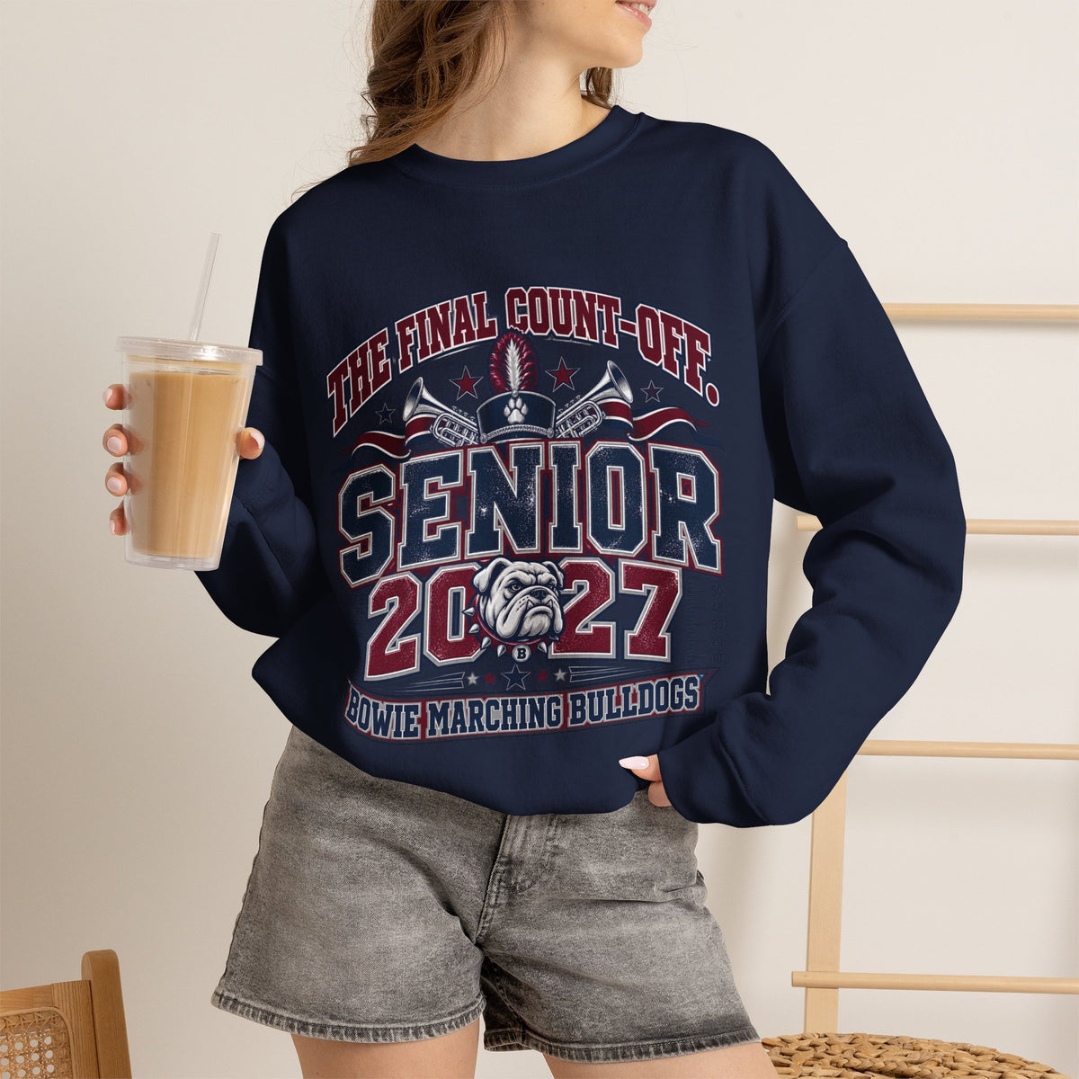 Senior 2027 Crewneck Sweatshirt — "The Final Count-Down" Bowie Marching Bulldogs