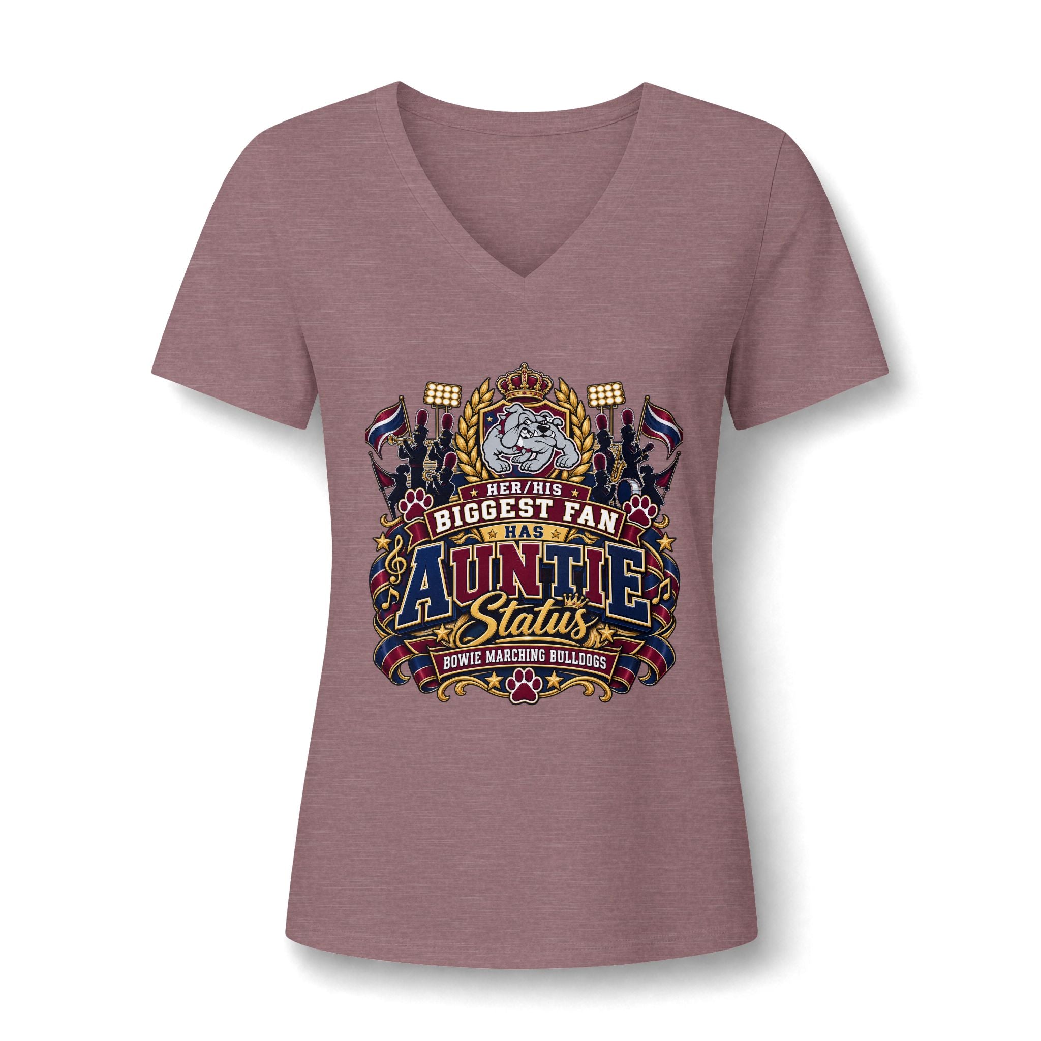 Auntie Status V-Neck Tee — Biggest Fan Aunt Shirt