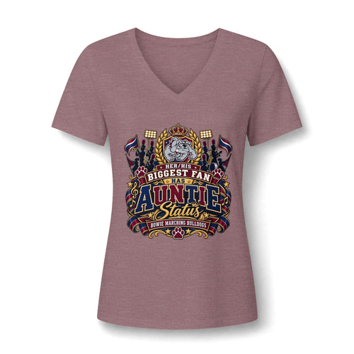 Auntie Status V-Neck Tee — Biggest Fan Aunt Shirt