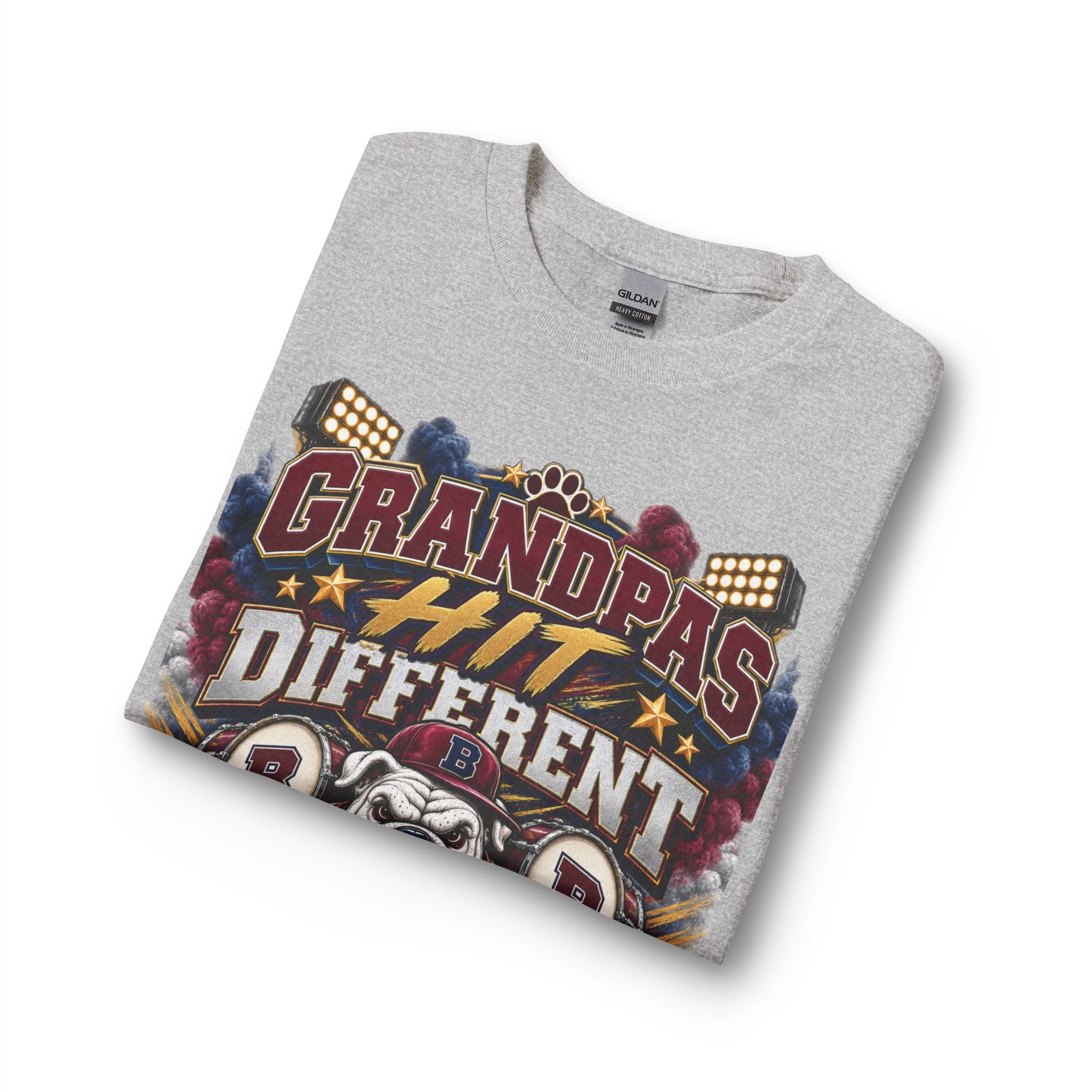 Grandpas Hit Different Long Sleeve Tee — "Especially Daring Proud Grandpas" Patriotic Bulldog Design