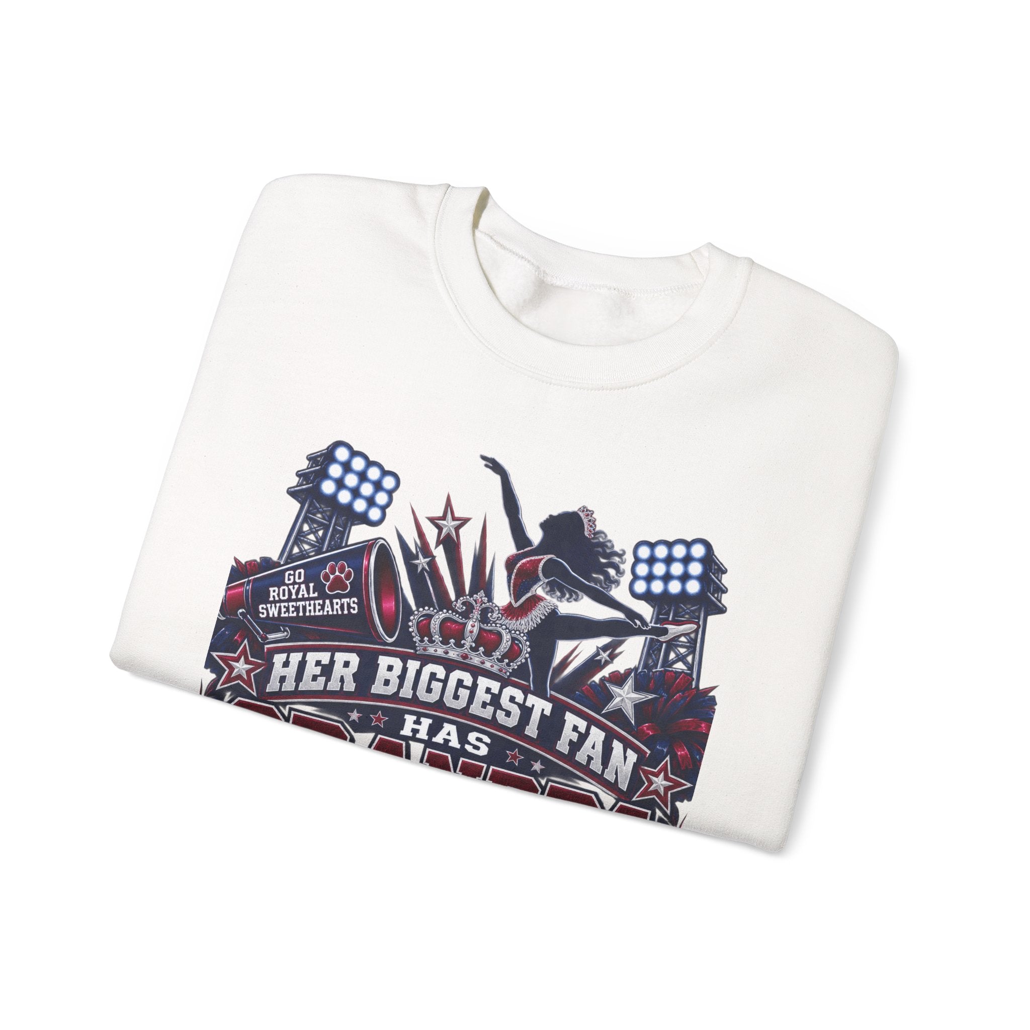 Grandpa Status Crewneck Sweatshirt — Her Biggest Fan Football Design