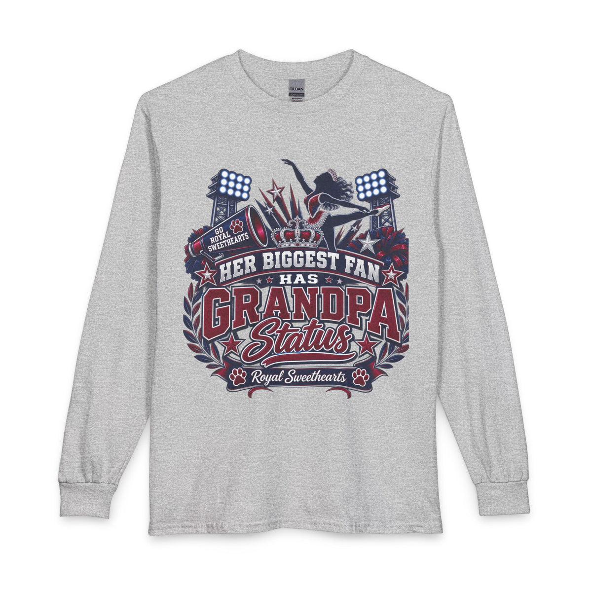 Grandpa Status Long Sleeve T-Shirt — "Her Biggest Fan Has Grandpa Status" Sports Fan Tee