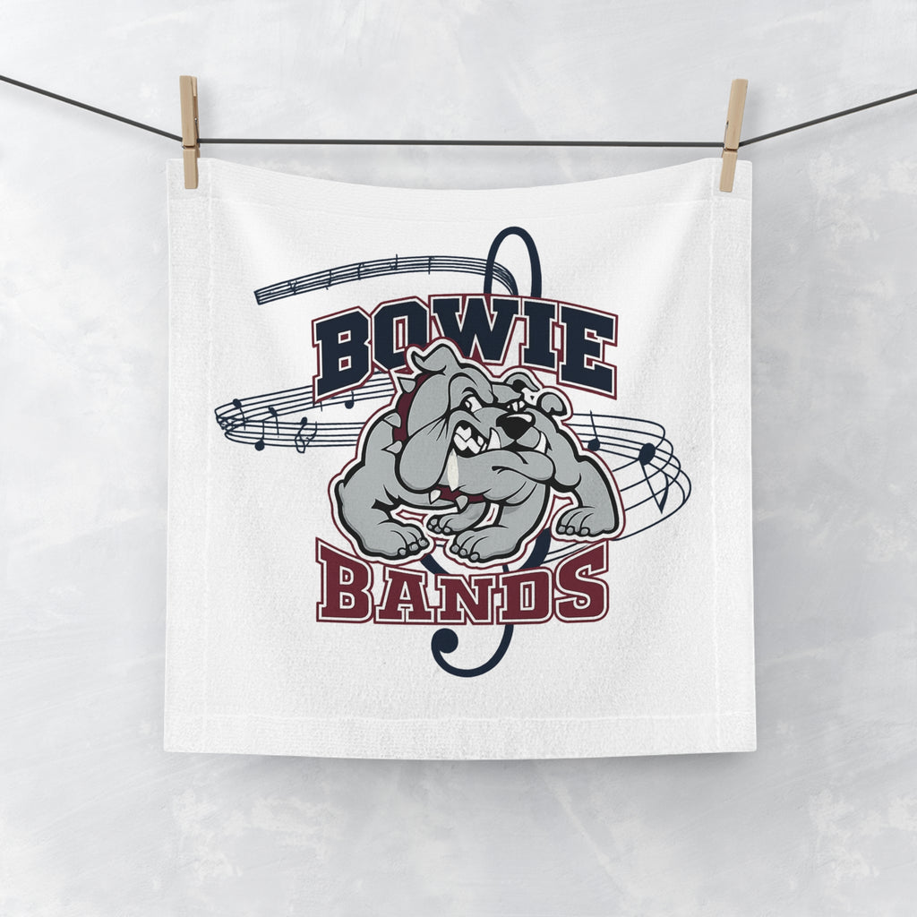 Bowie Bands Bulldog Face Towel — School Marching Band Music Note Design
