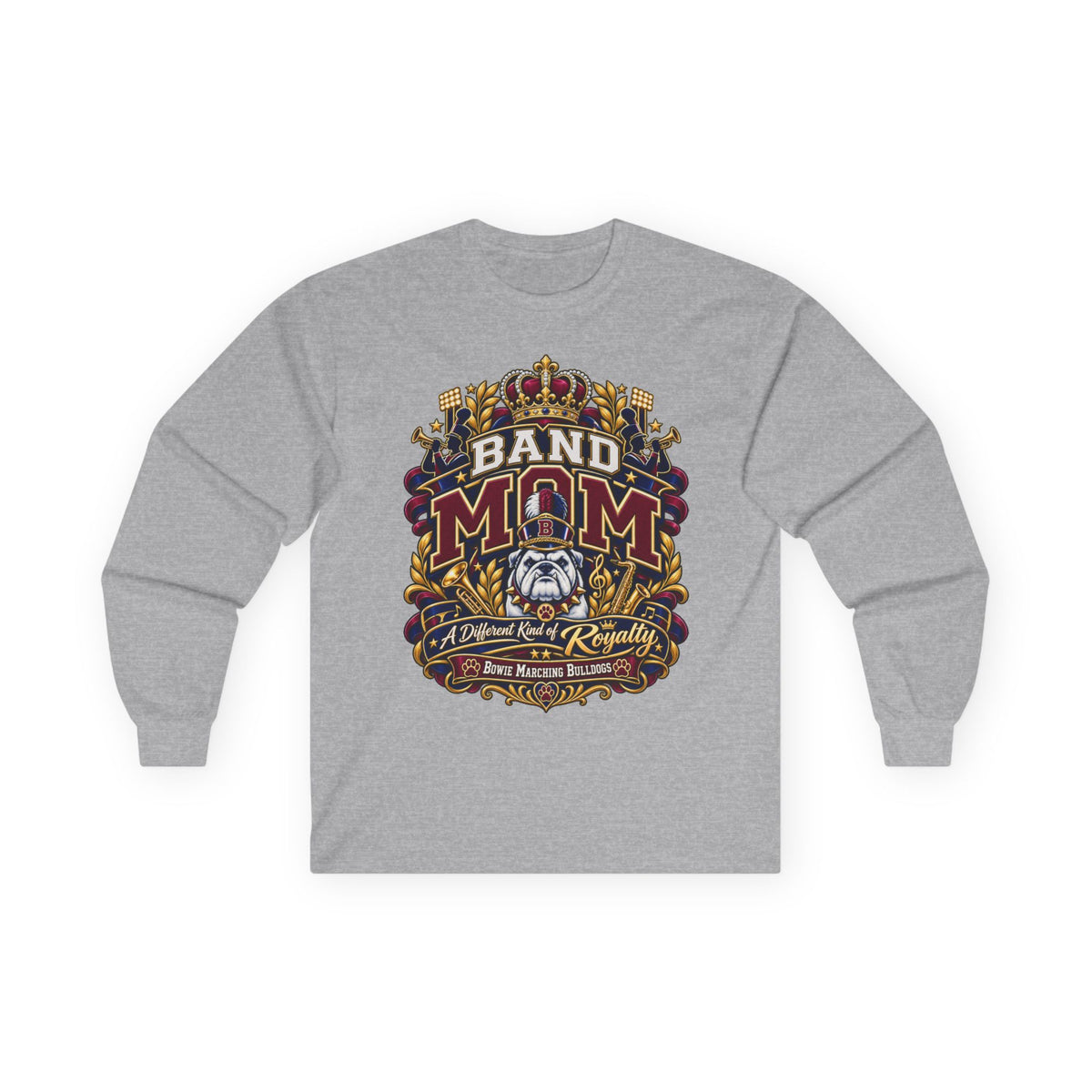 Band Mom Long Sleeve Tee — Proud Marching Band Mom Graphic Shirt