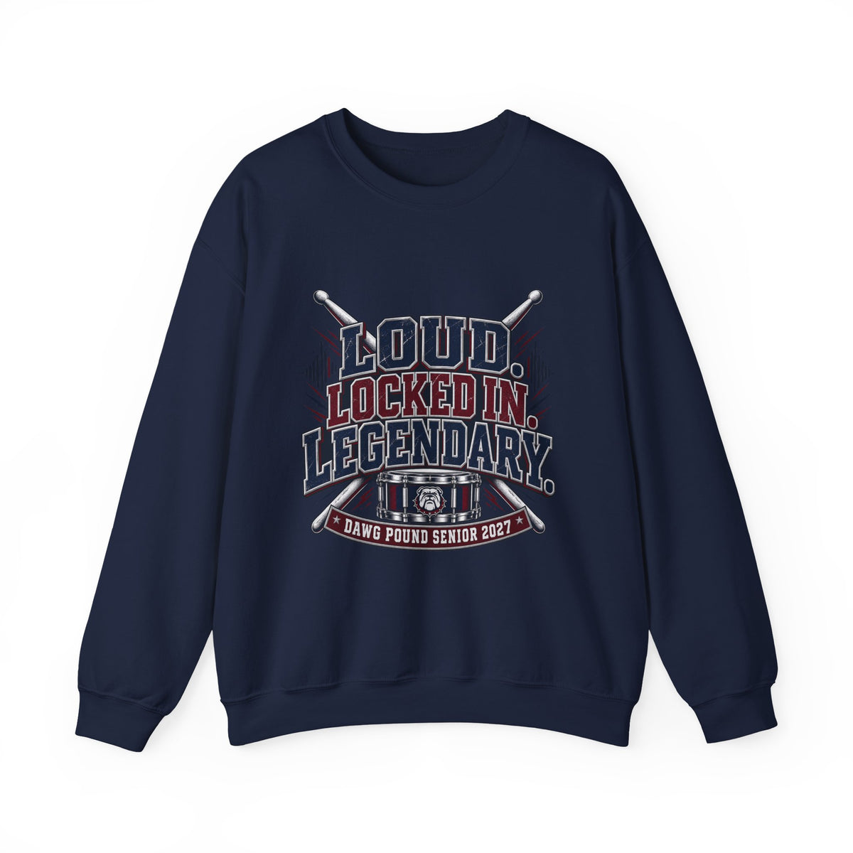 Crewneck Sweatshirt — "Loud Locked In Legendary" Vintage Baseball Senior 2027