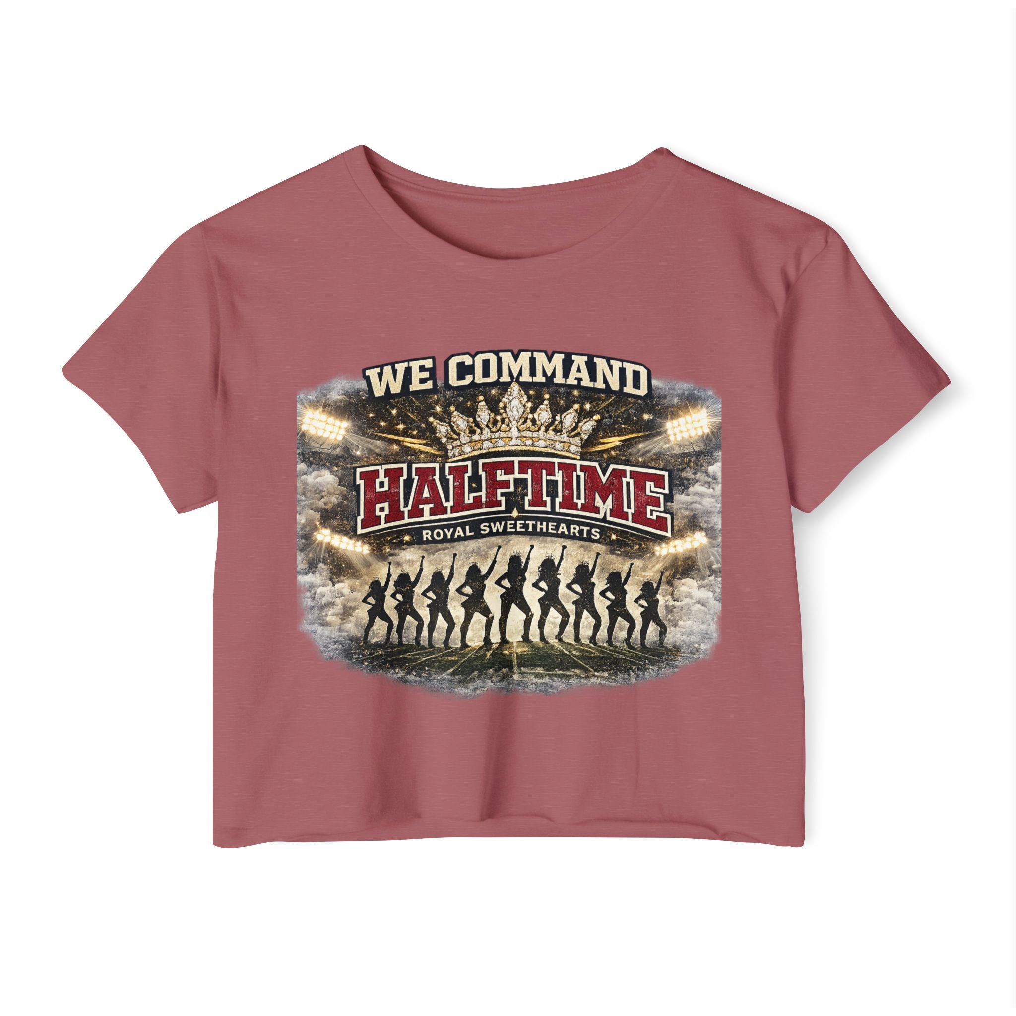 We Command Halftime Crop Top — Women's Festival Dance Team Graphic Tee
