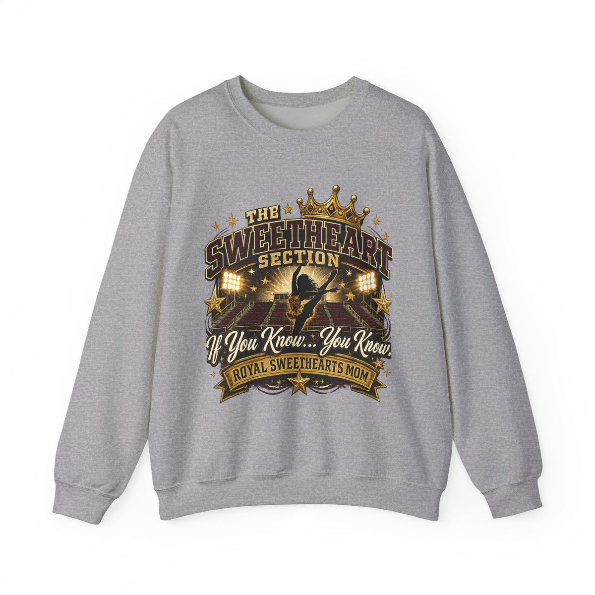 Royal Sweethearts Mom Sweatshirt – “The Sweetheart Section” Vintage Cheer Mom Crewneck