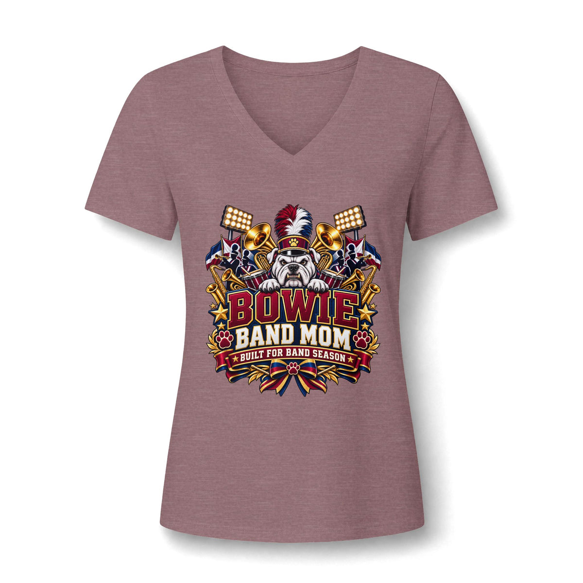 Bowie Band Mom V-Neck Tee — Marching Band Mom Shirt