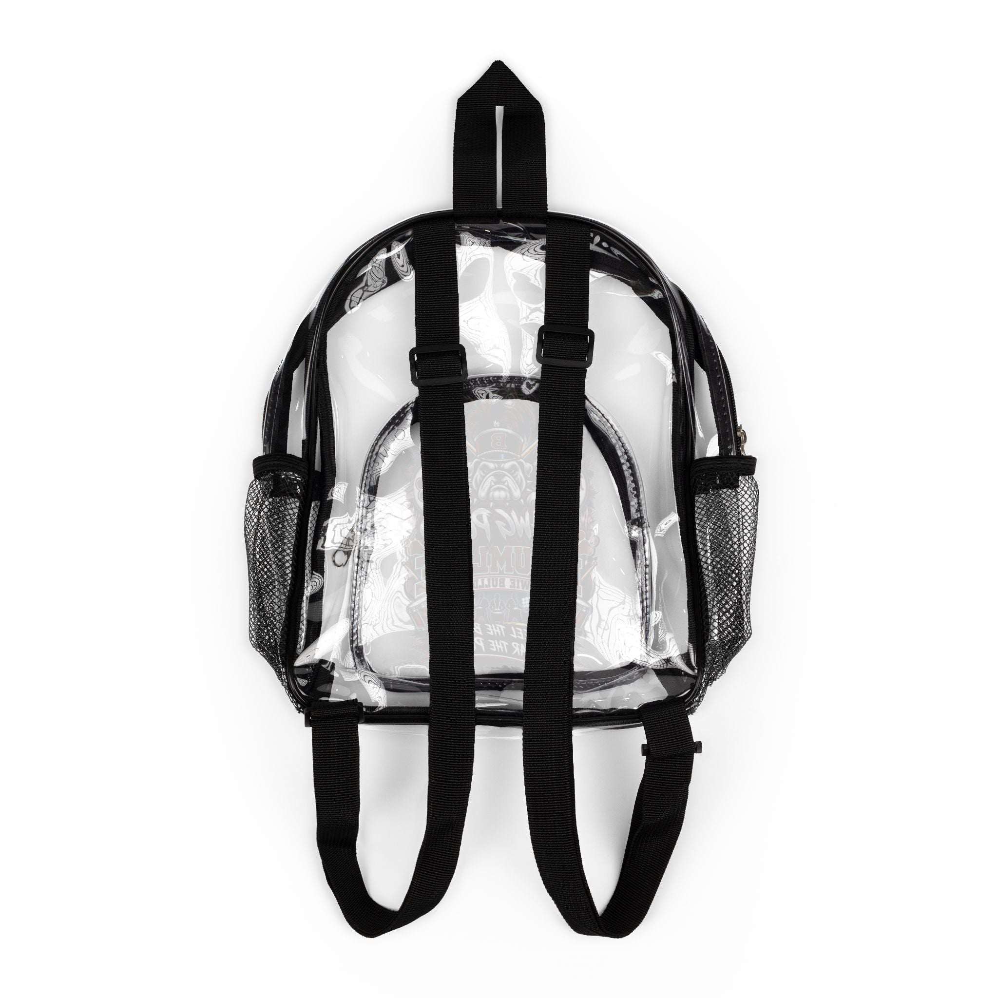 Clear Stadium Backpack with Front Graphic Pocket — 'Dang Pound' Drumming Design