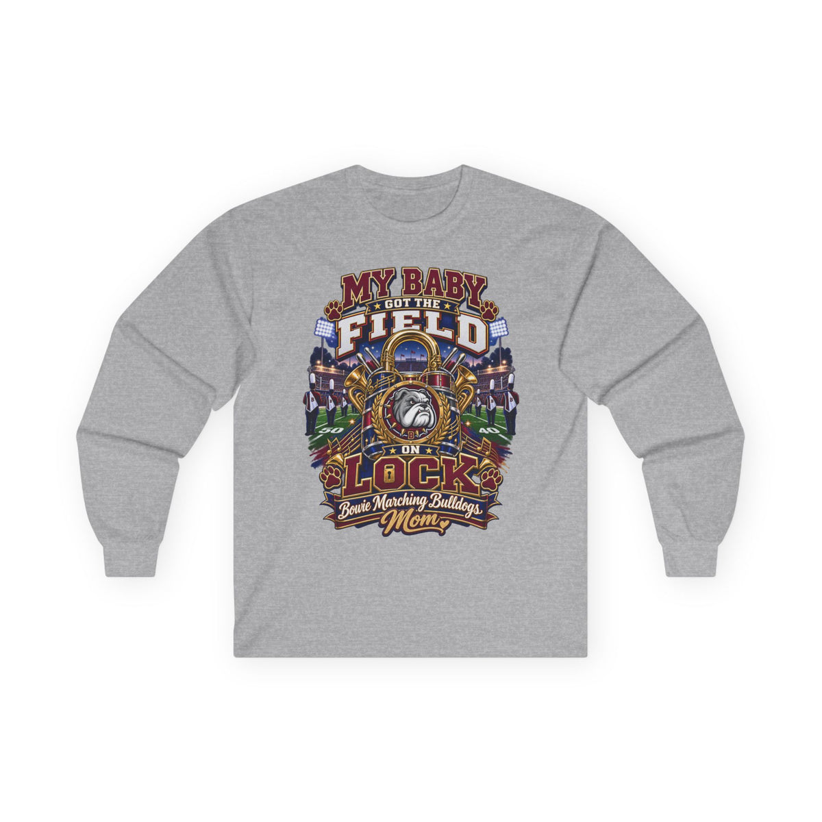 Long Sleeve Tee — “My Baby Left the Field on Lock” Vintage Football Mom Shirt