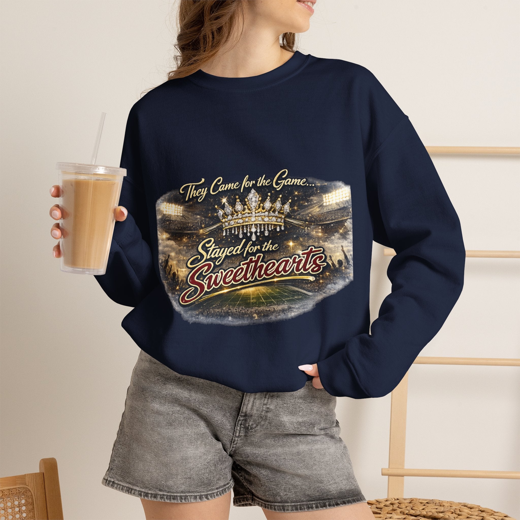Crewneck Sweatshirt — 'Stayed for the Sweethearts' Vintage Stadium Graphic