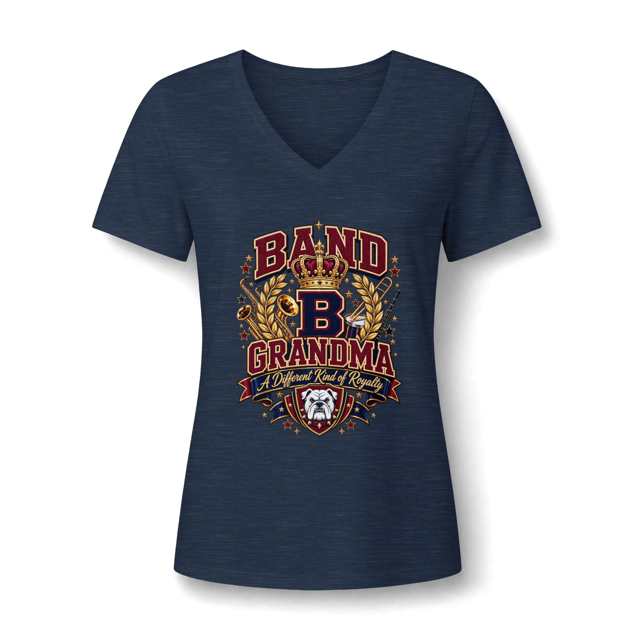 Band Grandma V-Neck Tee — Proud Marching Band Mom/Grandma Shirt