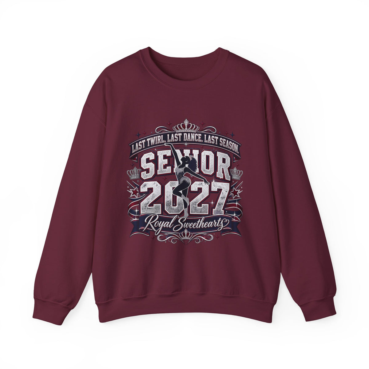 Senior 2027 Crewneck Sweatshirt — "Royal Sweetheart" Dance Senior Design
