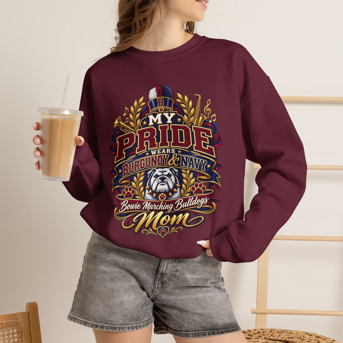 Mom Pride Sweatshirt — “My Pride” Bulldog Marching Band Mom Crewneck