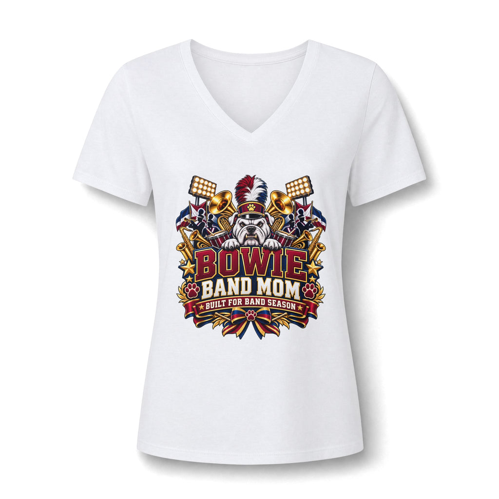 Bowie Band Mom V-Neck Tee — Marching Band Mom Shirt