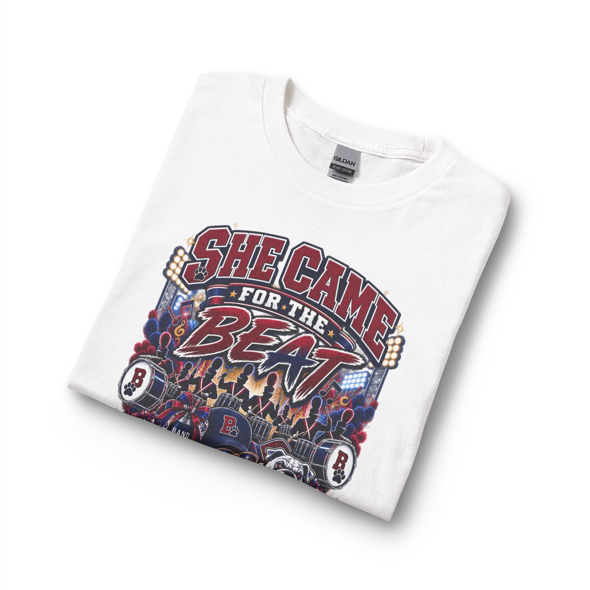 Long Sleeve T‑Shirt — “She Came for the Beat” Drumline Grandma Graphic