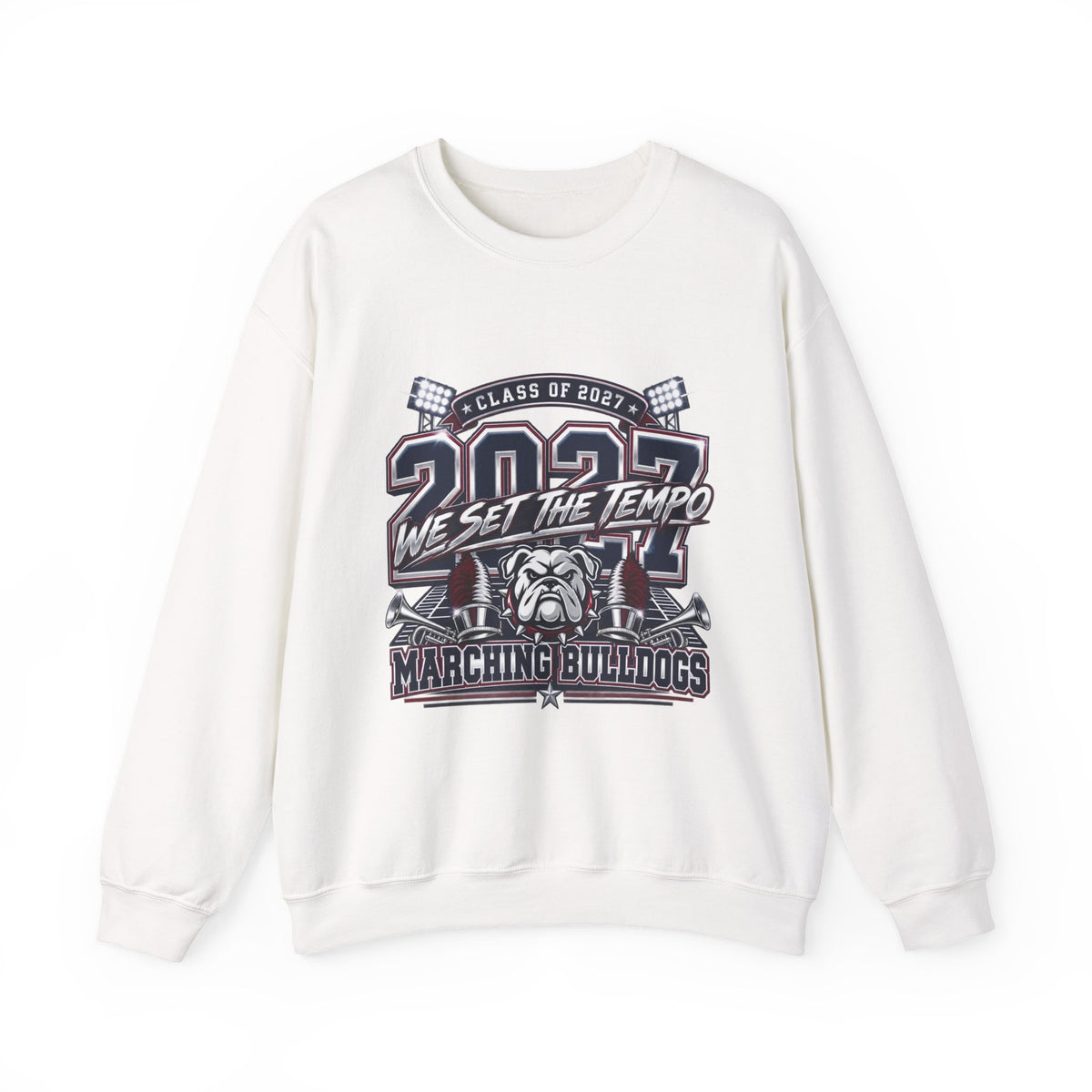 Crewneck Sweatshirt — "Class of 2027 We Set the Tempo" Marching Bulldogs