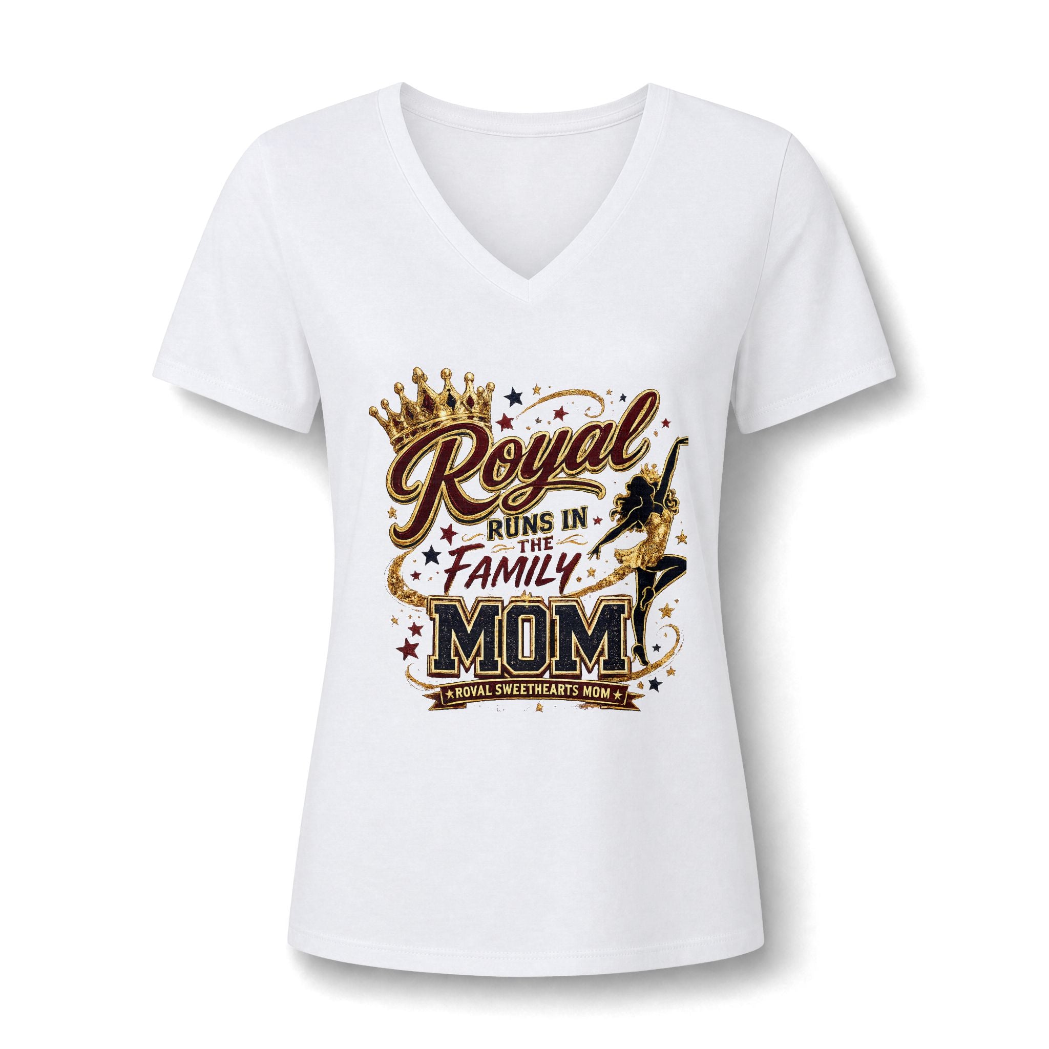 Royal Runs in the Family Mom V-Neck Tee — Crowned Glam Mother’s Day Shirt