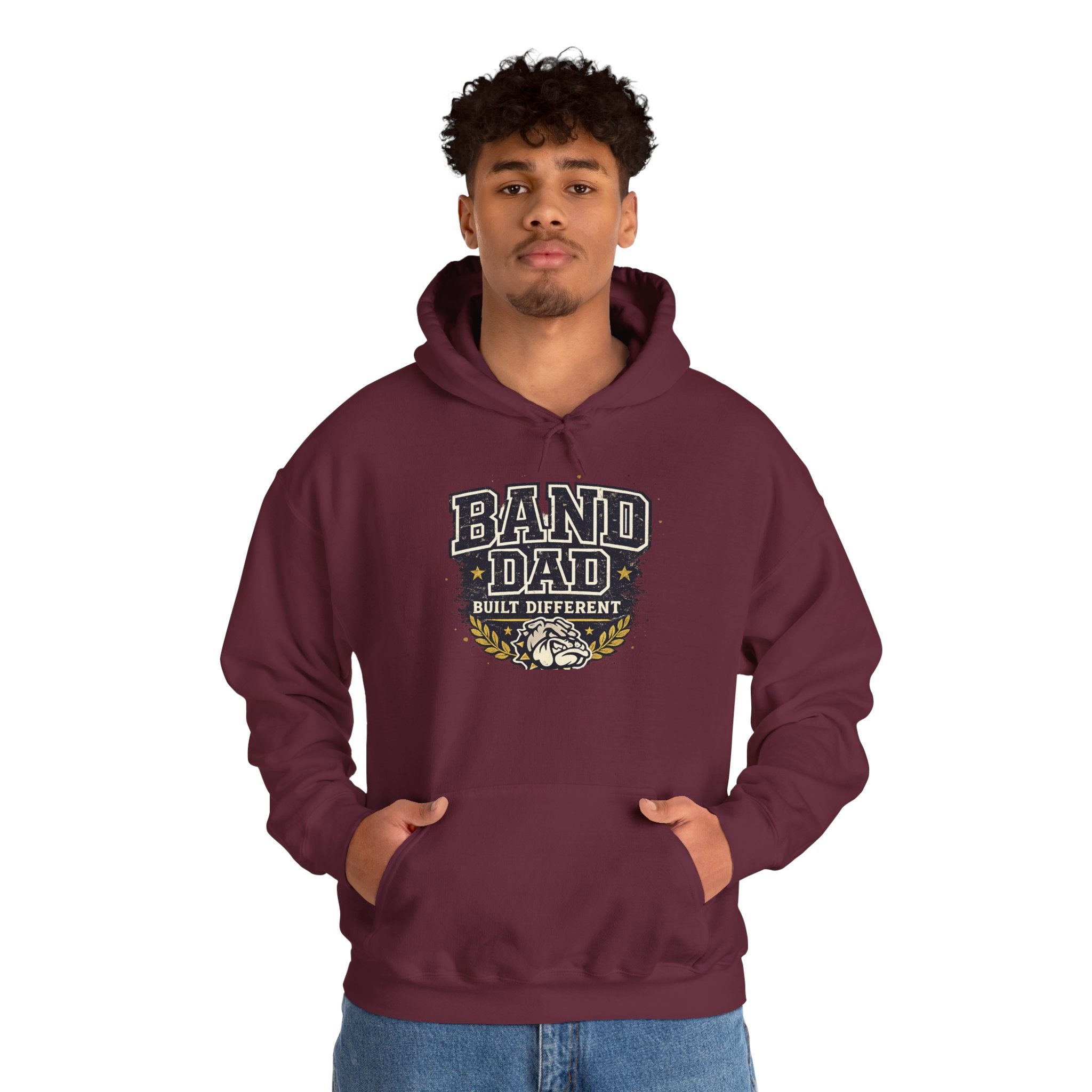 Band Dad Hoodie — "Built Different" Marching Band Dad Pullover